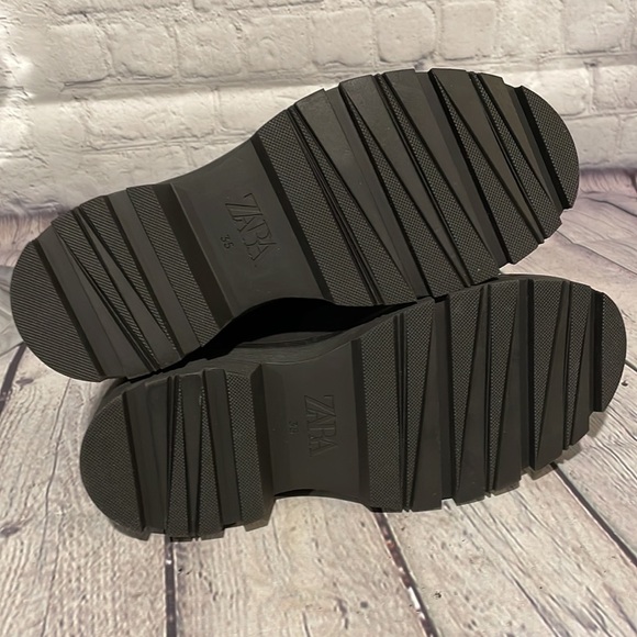 ZARA pull on Matte Black chunky heeled pull on boots Sz35 NWT - Picture 7 of 7